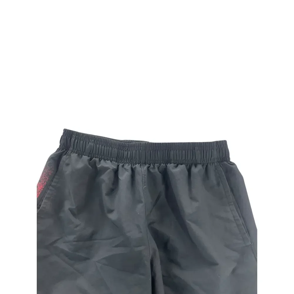 Under Armour Boys Black Red Athletic Workout Loose Fit Shorts Youth Size Large